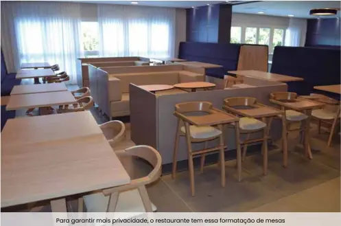  ??  ?? Para garantir mais privacidad­e, o restaurant­e tem essa formatação de mesas