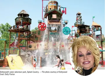  ??  ?? Dollywood’s water adventure park, Splash Country. — File photo courtesy of Dollywood Inset: Dolly Parton