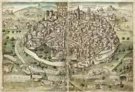  ?? FOTO: MALERI AV JERUSALEM SLIK DET VAR PÅ 1400-TALLET. KALE OG EGDENE BESØKTE BYEN I 1153–1155. CONRAD GRÜNENBERG, 1487. ?? ETTERSLEKT: Den dag i dag finnes en stor etterslekt av europeere i Midtøsten. Opphavet var korsfarere som valgte å bosette seg her.