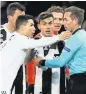  ??  ?? ROW-NALDO Juve star raged at official last night