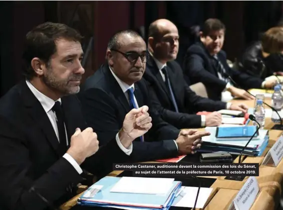  ??  ?? Christophe Castaner, auditionné devant la commission des lois du Sénat, au sujet de l'attentat de la préfecture de Paris, 10 octobre 2019.