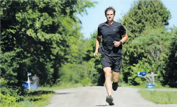  ?? JULIE OLIVER ?? Eighteen months ago Blake Hurdis, 36, couldn’t even crawl after a devastatin­g attack of multiple sclerosis landed him in intensive care. Today he’s training for the P.E.I. marathon.