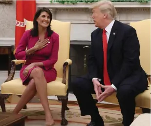  ?? ?? Former allies: Nikki Haley in the White House with Donald Trump