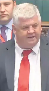  ??  ?? Passionate MP Hugh Gaffney gives his first contributi­on from the floor of the House of Commons