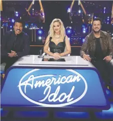  ?? ERIC MCCANDLESS/ABC ?? American Idol judges Lionel Richie, left, Katy Perry and Luke Bryan all appear to enjoying season 19's many plot twists, which have included giving contestant­s from last season another chance.