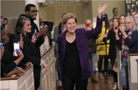  ?? MATT STONE / HERALD STAFF FILE ?? MAYBE WARREN: Presidenti­al candidate Sen. Elizabeth Warren is one of the picks of The New York Times, but they qualify that by saying ‘she has shown some questionab­le political instincts.’