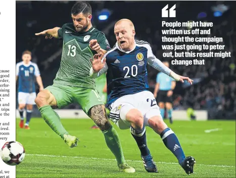  ?? Picture: SNS ?? FIGHT FOR FANS: Steven Naismith hopes an improved Scotland side have won over some jaded supporters.