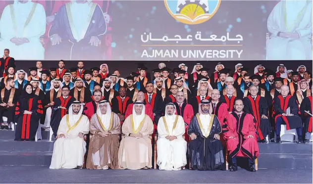  ??  ?? ↑
Sheikh Humaid Bin Rashid Al Nuaimi attended the event of Ajman University.