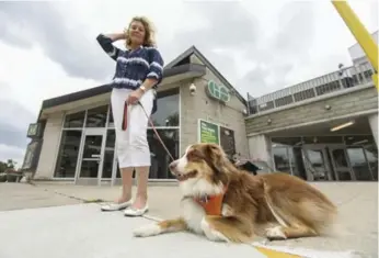  ?? RANDY RISLING/TORONTO STAR ?? Kimberly Fleming wishes her miniature Australian shepherd, Tess, could ride the GO train without a carrier.