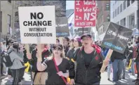  ?? METRO HALIFAX ?? Members of Nova Scotia’s film and creative arts industry march to the provincial legislatur­e in Halifax on April 15 to protest the Liberal government's cut to the film tax credit.