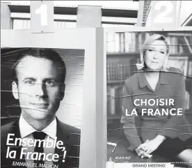  ??  ?? Este domingo 47 millones de franceses están convocados a las urnas para elegir presidente. Según sondeos, el favorito es el candidato centrista Emmanuel Macron con 60 por ciento de intención de voto. Su rival es Marine Le Pen, de la ultraderec­ha ■ Foto...