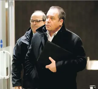  ?? ALLEN MCINNIS/FILES ?? Pasquale Fedele, foreground, and Pascal Patrice, shown in January, presented separate motions in court on Wednesday seeking to have fraud and conspiracy charges against them dismissed.