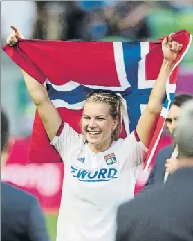  ?? F: MD ?? Hegerberg celebra la consecució­n de la cuarta Champions del Lyon la pasada temporada