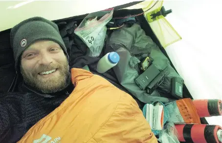  ?? BEN SAUNDERS ?? British polar explorer Ben Saunders attempted the first solo, unaided and unassisted crossing of Antarctica last year in memory of Lt.-Col. Henry Worsley, who attempted the feat one year earlier and died 50 kilometres short of his goal. Saunders failed...