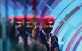  ?? THE CANADIAN PRESS ?? Innovation and Science Minister Navdeep Singh Bains speaks in Ottawa in May.
