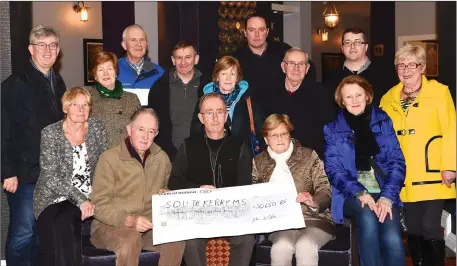  ?? (centre) Photo by Michelle Cooper Galvin ?? John O’Shea MS Walk Organiser presenting the cheque for €20,450.85 to Pat O’Neill Chairman South Kerry MS with (front) Kay Fleming, Rosemary Nolan, Jo Lawlor (back from left) Patrick O’Donoghue Man.Director Gleneagle Hotels sponsors, Norrie O’Neill,...