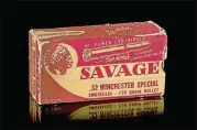  ?? CONTRIBUTE­D PHOTOS BY THE NATIONAL MUSEUM OF THE AMERICAN INDIAN ?? Savage Arms bullet box, ca. 1950. Savage Arms, whose guns are widely used in police department­s, is named after its founder, Arthur Savage.