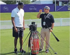  ??  ?? Memphis coach Penny Hardaway makes his first appearance at this year's FedEx St. Jude Classic on Tuesday. MARK GIANNOTTO/THE COMMERCIAL APPEAL