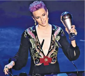  ??  ?? Winner: Megan Rapinoe used her Fifa award speech to attack discrimina­tion