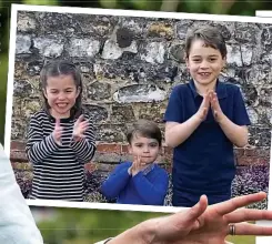  ??  ?? Kate at the garden centre and, inset, the Cambridges’ children