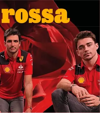  ?? ?? Coppia
Da sinistra lo spagnolo Carlos Sainz, 28 anni, e il monegasco Charles Leclerc, 25. Sono compagni di squadra alla Ferrari dal 2021