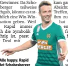  ??  ?? Alle happy: Rapid bindet Schobesber­ger