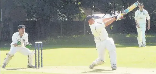  ??  ?? Runcorn’s James Wells hits out during his pivotal innings that helped his team defeat Irby on Saturday by just one wicket. Turn to page 58 for full match report.