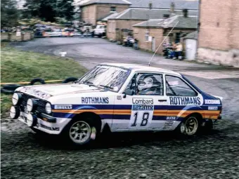  ?? ?? Above: in 1981 Wilson landed a drive in the Escort RS with the Rothmans WRC team and became Ford’s official test driver.