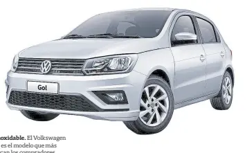  ??  ?? Inoxidable. El Volkswagen Gol es el modelo que más buscan los compradore­s