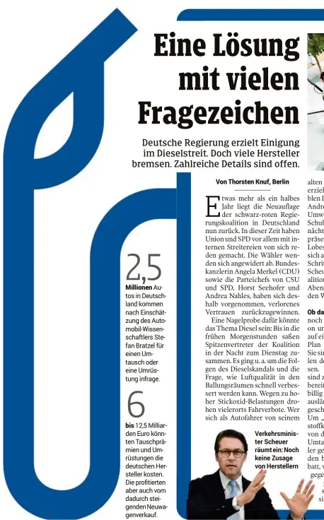  ??  ?? Verkehrsmi­nister Scheuer räumt ein: Noch keine Zusage von Hersteller­n