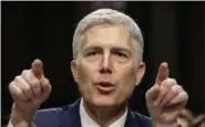  ?? J. SCOTT APPLEWHITE — THE ASSOCIATED PRESS FILE ?? Neil Gorsuch speaks during his confirmati­on hearing, on Capitol Hill in Washington.