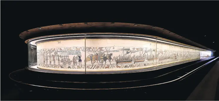  ?? AFP / VILLE DE BAYEUX / STEPHANE MAURICE ?? The Bayeux town hall shows the Bayeux Tapestry, which dates from around 1077 and depicts the Battle of Hastings when William the Conqueror defeated English forces.