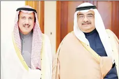  ?? KUNA photo ?? Dean of the Diplomatic Corps Ambassador of Kuwait to Bahrain Sheikh Azzam Al Sabah meeting with Advisor to the Prime Minister of Bahrain Sheikh Salman BinKhalifa.
