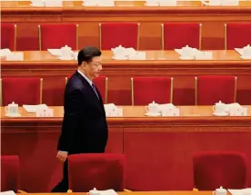  ?? AFP ?? Il leader. Xi Jinping arriva alla Great Hall of People per l’apertura del Congresso nazionale del popolo