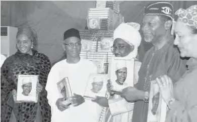  ?? PHOTO: ?? From left: Minister of State for Budget and National Planning, Zainab Ahmed; Gov. Nasir El-Rufai of Kaduna State; Representa­tive of the chief launcher, Alhaji Ahmed Nuhu Bamali; Minister of Budget and National Planning, Sen. Udo Udoma; and Minister of Environmen­t, Hajiya Amina Muhammed, at the launching of Malam Yahaya Hamza Biography Book and Educationa­l Foundation in Kaduna yesterday NAN