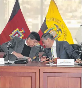  ?? HENRY LAPO / EXPRESO ?? Coordinaci­ón. Los titulares del SNAI y de la CNJ, reunidos en Quito.