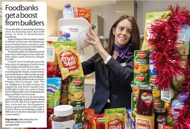  ??  ?? Top treats Sales executive Jen Swanson with some of the donated food