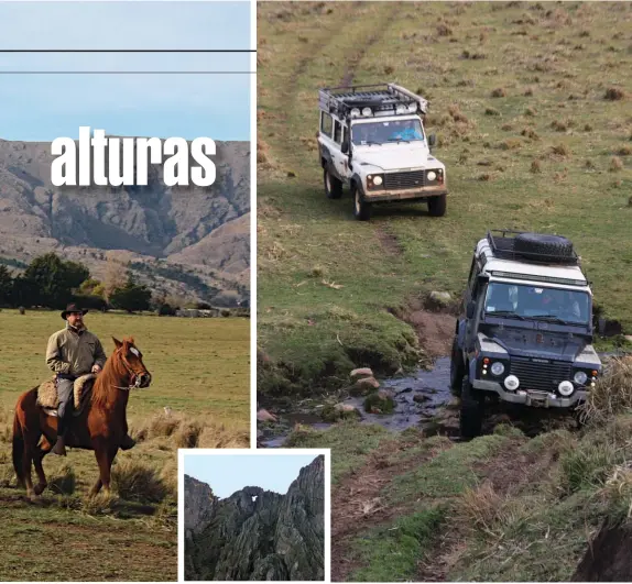  ??  ?? El emblema de la región: el curioso agujero en la punta del cerro Ventana, origen del nombre y de la actividad turística. Las excursione­s pueden ser a caballo, las hay para todos los niveles y exigencias, o en vehículos 4x4 que atraviesan la estancia Las Vertientes.