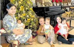  ??  ?? Maiqui Laurel-Camara with baby Mikael Camara, Tinkay Crespo-Prieto with baby Louie Prieto and Yanna FongBarand­iaran with baby Maxine