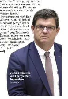  ?? FOTO BELGA ?? Vlaams minister van Energie Bart Tommelein.