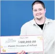  ??  ?? Maxime Descoeurs of Welland won $100,000 with an Instant Cash for Life scratch ticket.