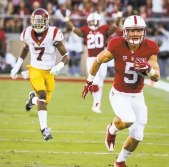  ?? John Storey / Special to The Chronicle ?? Christian McCaffrey, who had 260 all-purpose yards against USC on Saturday at Stanford Stadium, calls the Bruins’ defense “extremely athletic” with a “very discipline­d secondary.”