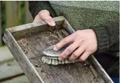  ??  ?? LEFT Get trays and pots ready for re-use – clean out any old compost and debris with a stiff brush