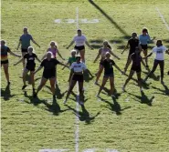  ?? RICH PEDRONCELL­I — THE ASSOCIATED PRESS ?? Paradise High School cheerleade­rs practice in preparatio­n for the football team’s first game of the season in Paradise.