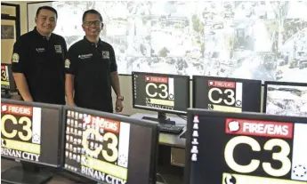  ??  ?? Mayor Arman Dimaguila and Vice Mayor Gel Alonte at the City of Biñan’s Command Control and Communicat­ion Center. JOVEN CAGANDE