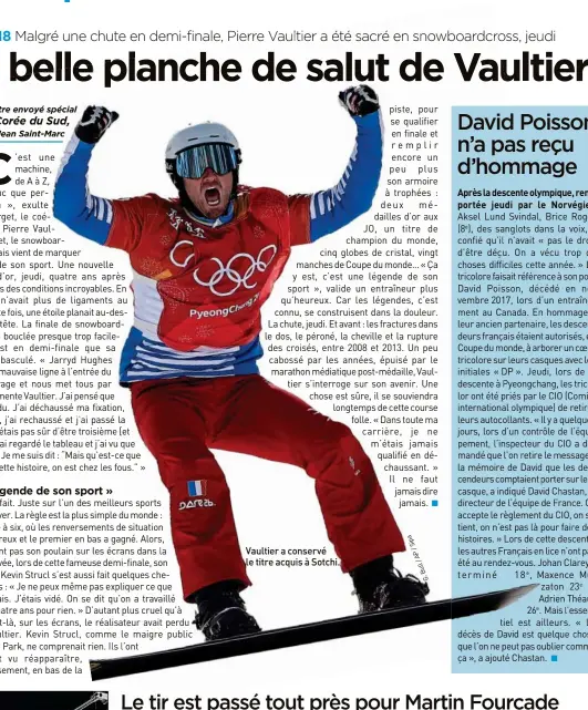  ??  ?? Vaultier a conservé le titre acquis à Sotchi. a ip S / P A / ll u B . G