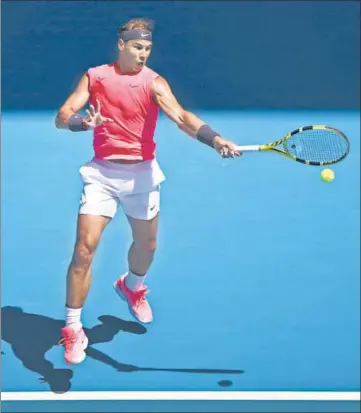  ?? REUTERS ?? Spaniard Rafael Nadal beat Bolivian Hugo Dellien at the Australian Open first round at Melbourne Park on Tuesday.
