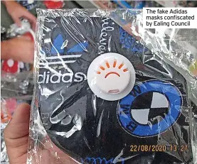  ?? ?? The fake Adidas masks confiscate­d by Ealing Council