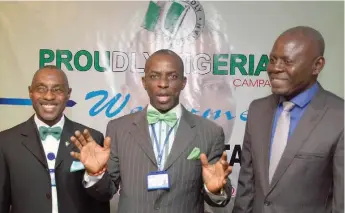  ??  ?? L-R: General Manager, Proud Nigerian Campaign, Mr. Michael Abugo; Visioner/Founder, Proudly Nigeria Campign Organisati­on,Olorogun Elkanah O. Mowarin and Project Consultant, Mr. Andrew Odoiko, during the press briefing by Proudly Nigerian campaign on...