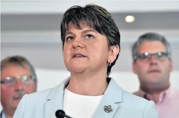  ??  ?? > DUP leader and Northern Ireland former First Minister Arlene Foster